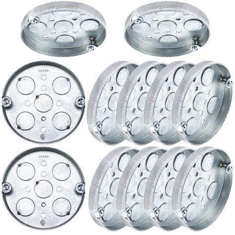 shallow pancake electrical box|Hicarer 10 Pcs 293 4 Inch Round Shallow Electrical Box with 1/2 .